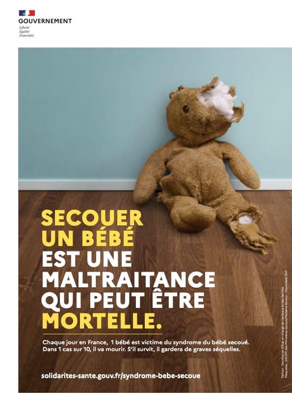 affiche de la campagne nationale de sensibilisation du syndrome du bébé secoué